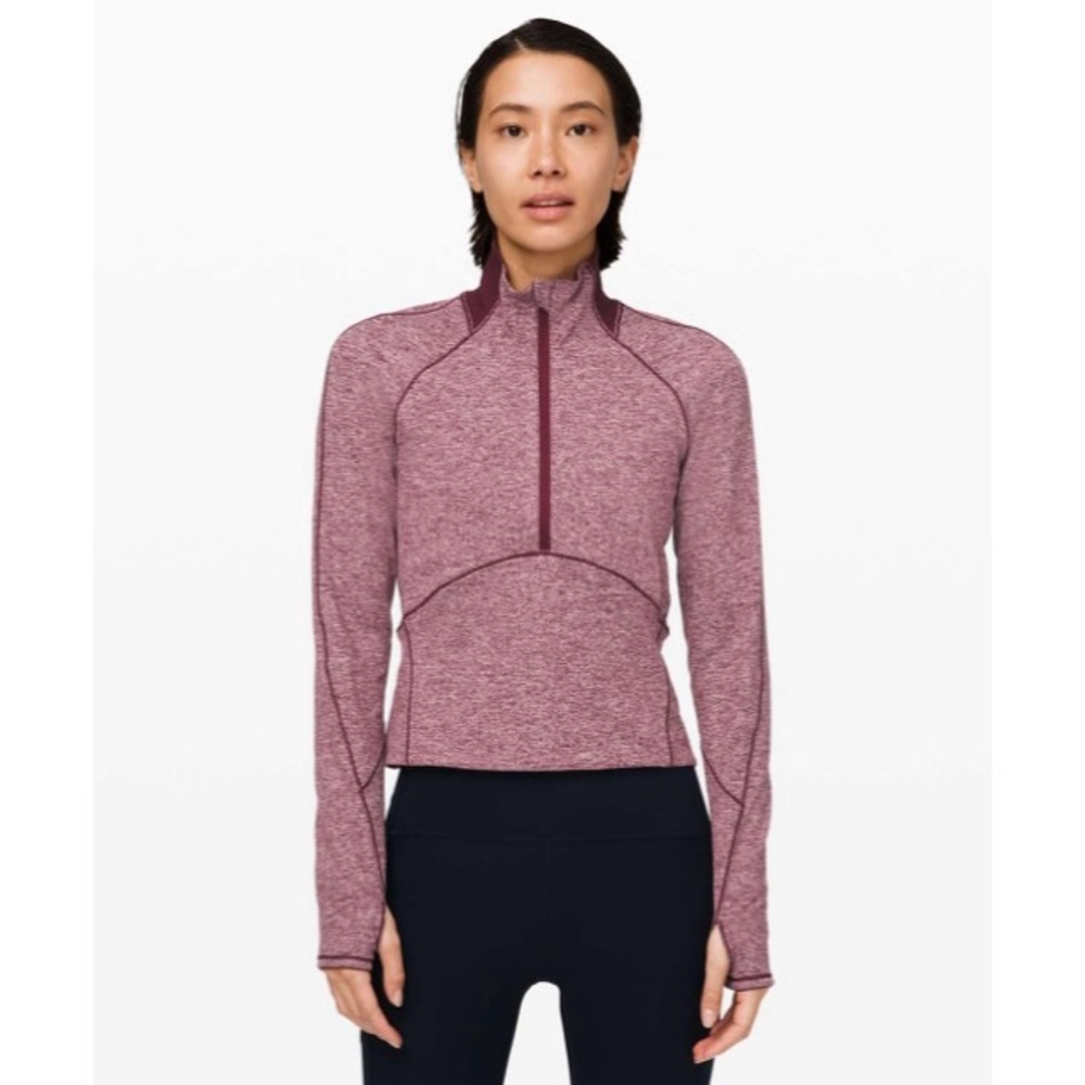 lululemon athletica | always alert 1/2 zip in heathered garnet